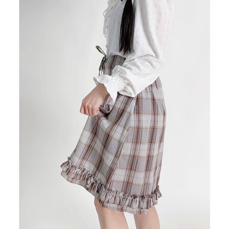 チェック柄 フリル ミドルスカート | VIVID LADY | 詳細画像1 