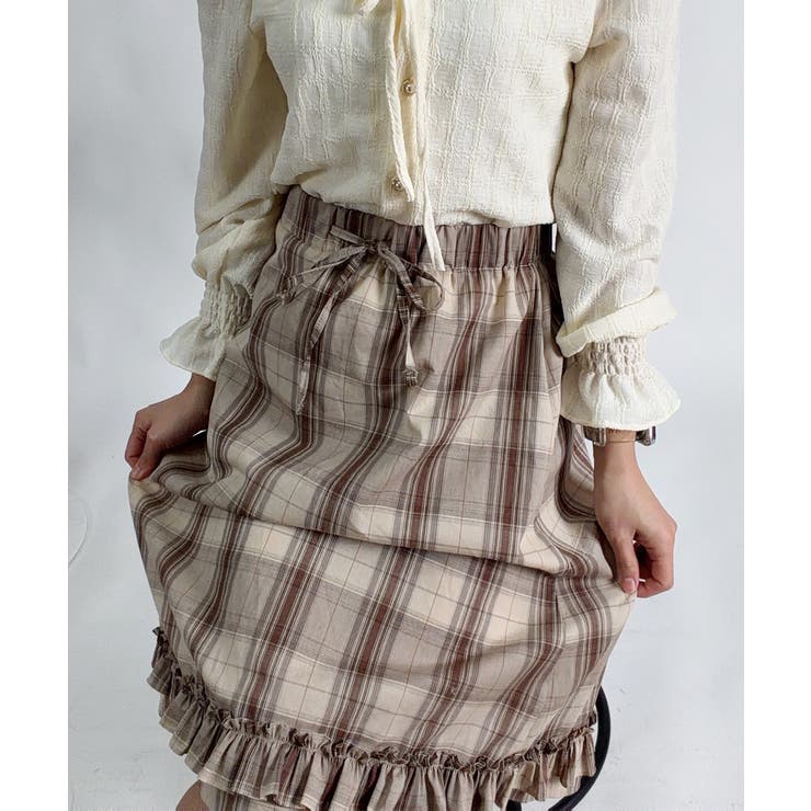 チェック柄 フリル ミドルスカート | VIVID LADY | 詳細画像8 