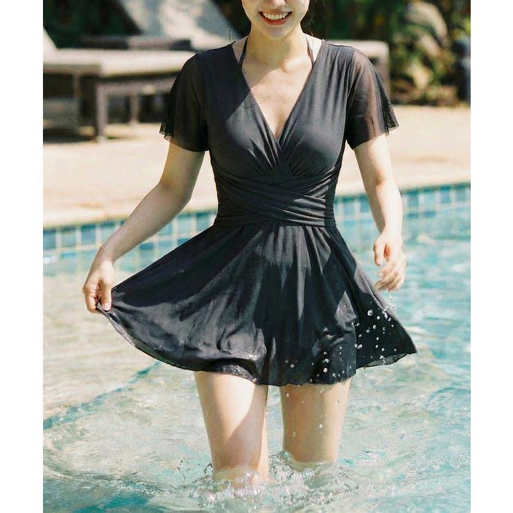 メッシュフレアスリーブカシュクールワンピース水着 | VIVID LADY | 詳細画像1 