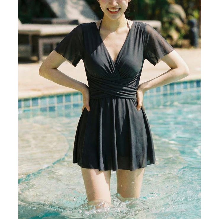 メッシュフレアスリーブカシュクールワンピース水着 | VIVID LADY | 詳細画像2 