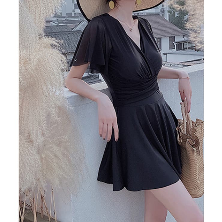 メッシュフレアスリーブカシュクールワンピース水着 | VIVID LADY | 詳細画像4 