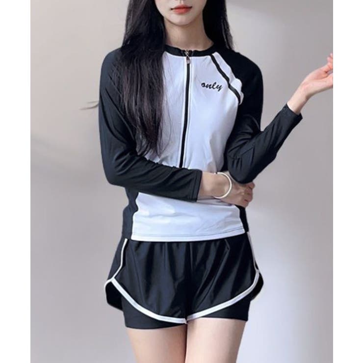 バイカラーハーフジップラッシュガード＆ショーツセットアップ | VIVID LADY | 詳細画像2 