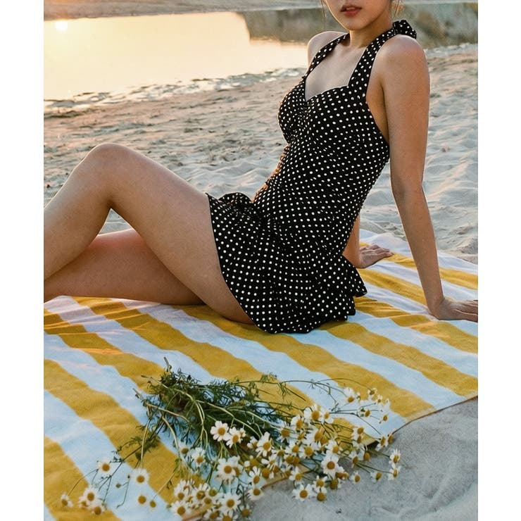 ドット柄 ホルターネック ティアードワンピース水着 | VIVID LADY | 詳細画像9 