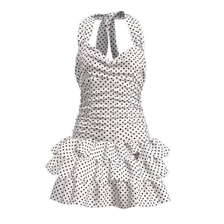 ドット柄 ホルターネック ティアードワンピース水着 | VIVID LADY | 詳細画像10 