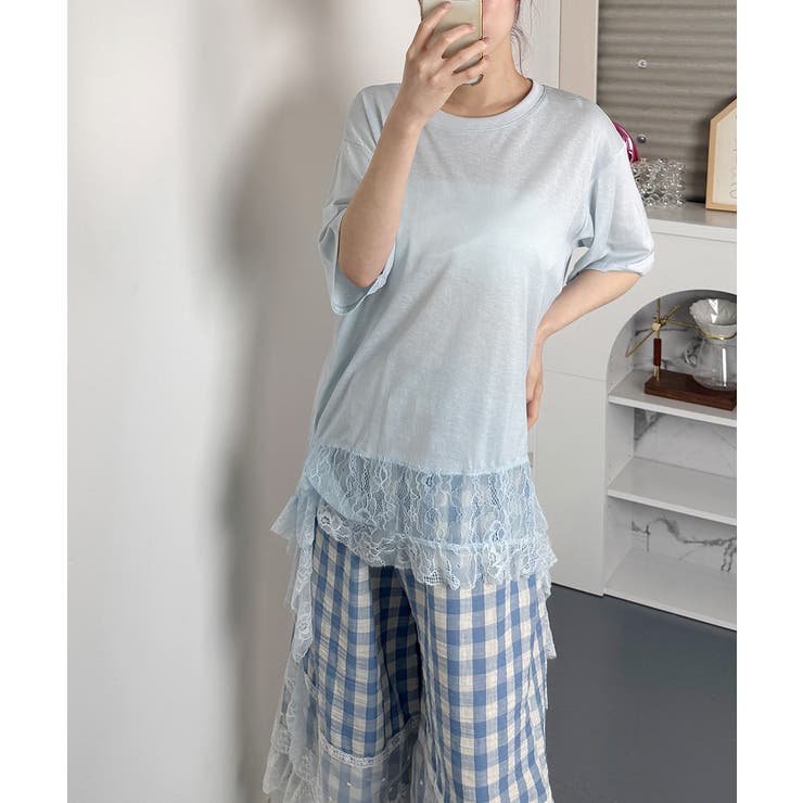 アシンメトリーレース 半袖Tシャツ | VIVID LADY | 詳細画像9 