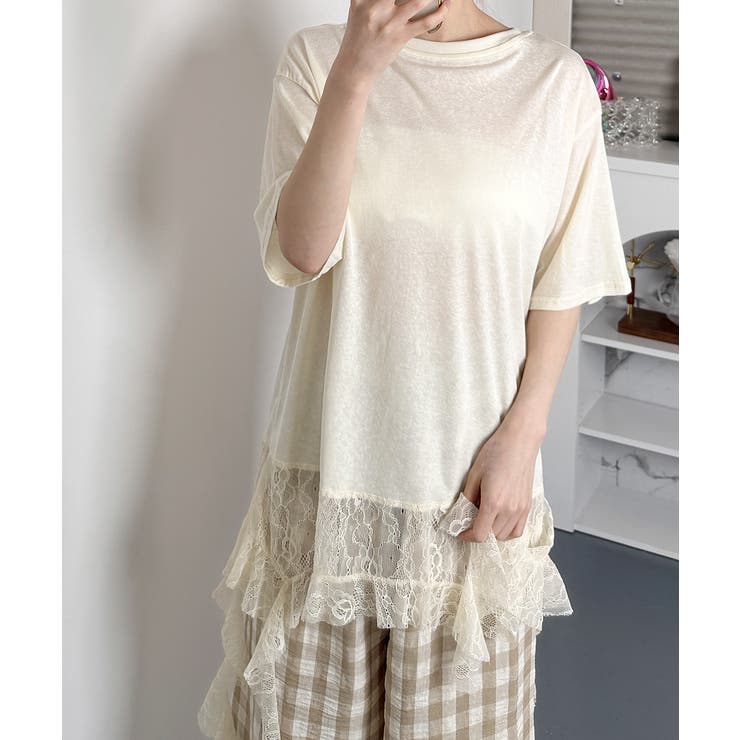 アシンメトリーレース 半袖Tシャツ | VIVID LADY | 詳細画像13 