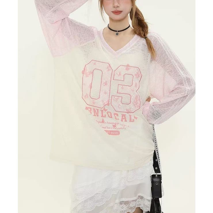シアー ラグラン レースTシャツ | VIVID LADY | 詳細画像6 
