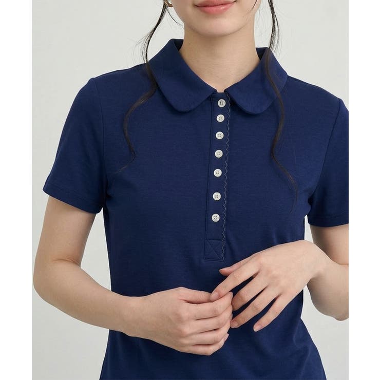 スカラップヘンリーネック カラーTシャツ 半袖トップス | VIVID LADY | 詳細画像11 