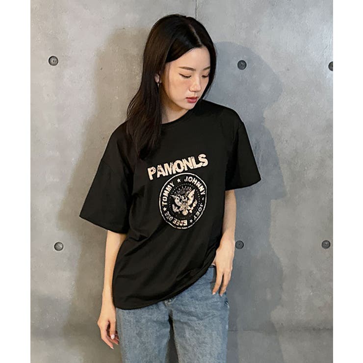 ブラック | ロゴプリント半袖Tシャツ レディース 夏tシャツ | VIVID LADY