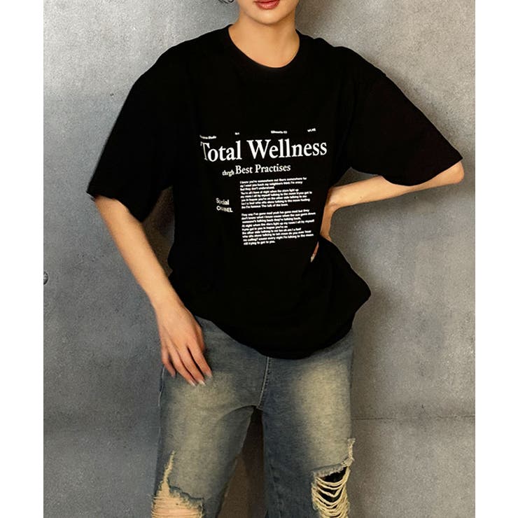 ロゴプリント半袖Tシャツ レディース 夏tシャツ[品番：KH000014785