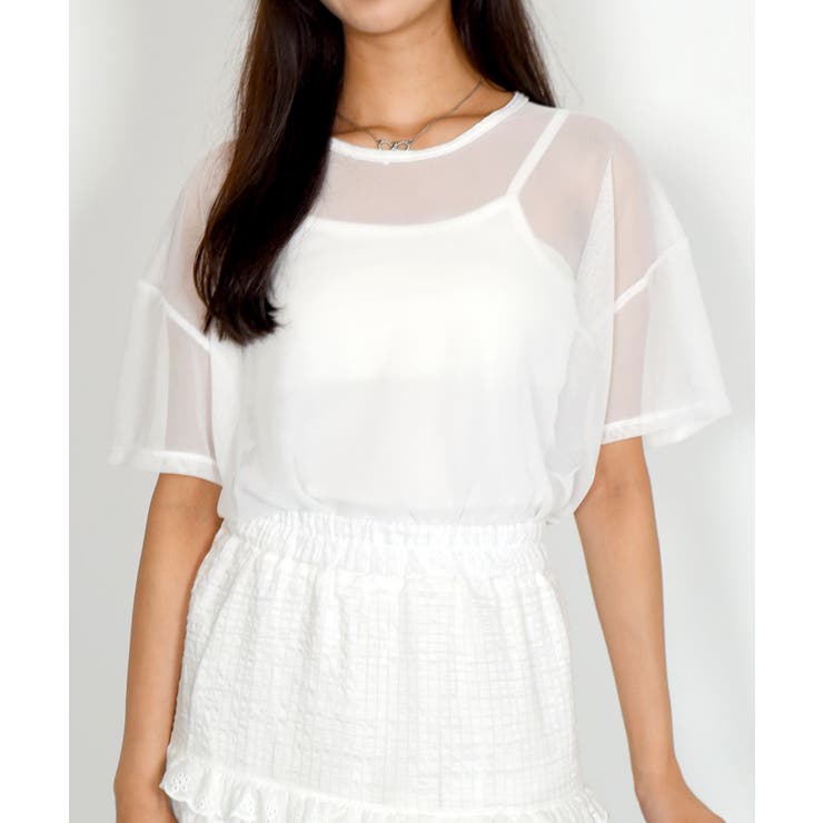 ホワイト | シアー半袖Tシャツ レディース 夏tシャツ | VIVID LADY