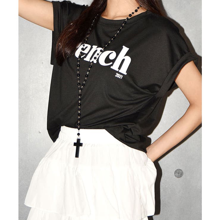 ブラック | ロゴ半袖Tシャツ レディース クールネック | VIVID LADY