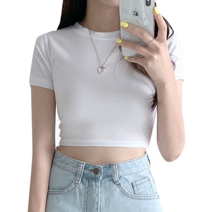 ビビッドレディ VIVIDLADY 裾フリル 半袖Tシャツ スリムフィット （ホワイト） ビビッドレディ VIVIDLADY 裾フリル 半袖Tシャツ スリムフィット