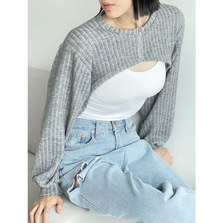 新品未使用PLAVE why？クロップトップTシャツSサイズ ジップアップクロップド丈ボレロtシャツ Y2K レディース[品番
