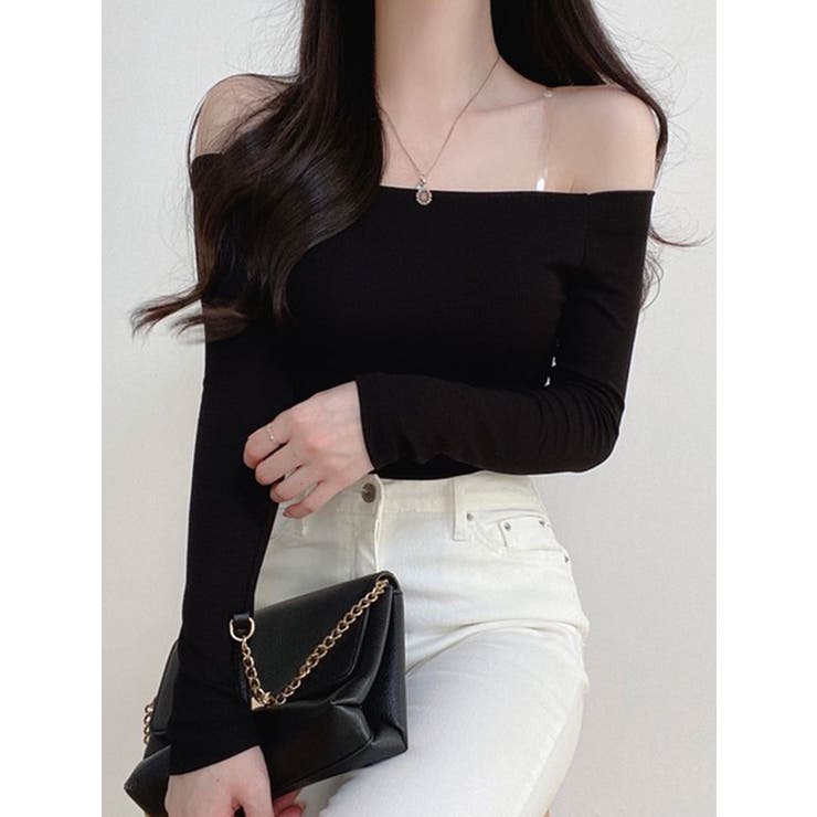 オフショルダーカットソー 長袖 2way長袖tシャツ[品番