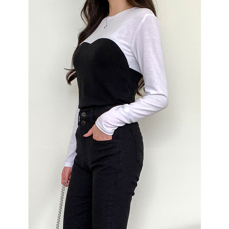 配色クルーネックtシャツ レディース 秋冬 | VIVID LADY | 詳細画像3 