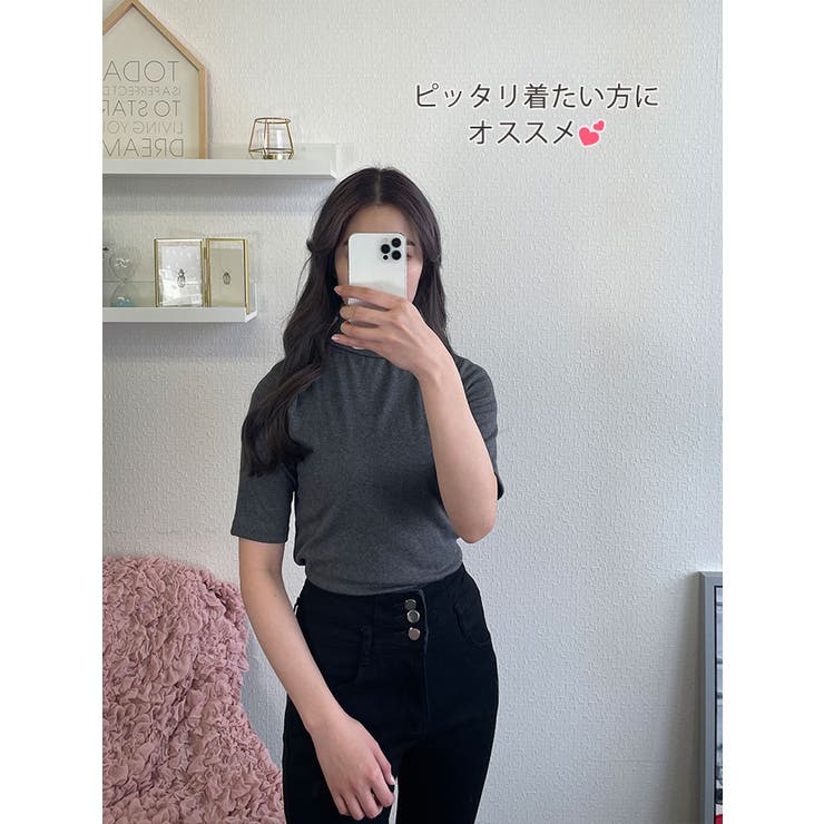 きれいなベーシックハイネックTシャツ 半袖 レディース[品番