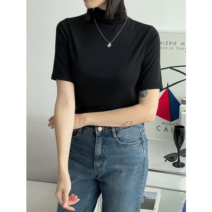 Amazon | Tシャツ ハイネック 半袖 レディース タートルネックt