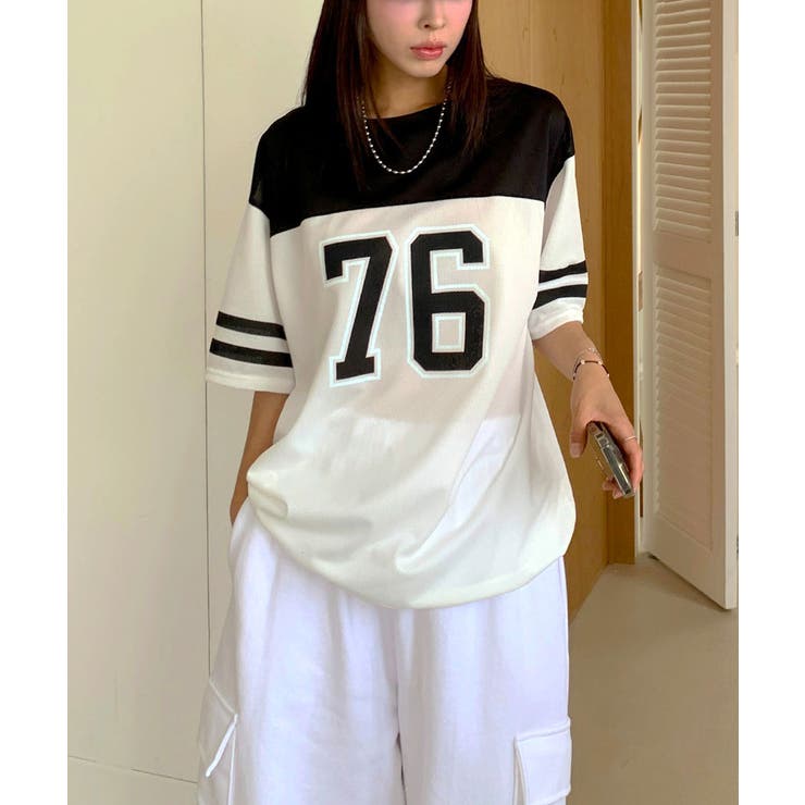 メッシュブロークコア半袖Tシャツレディース 配色 ブロケットコア