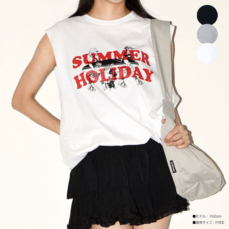 ロゴ入りノースリブTシャツレディース 大きいサイズ 切りっぱなし仕上げ | VIVID LADY | 詳細画像1 
