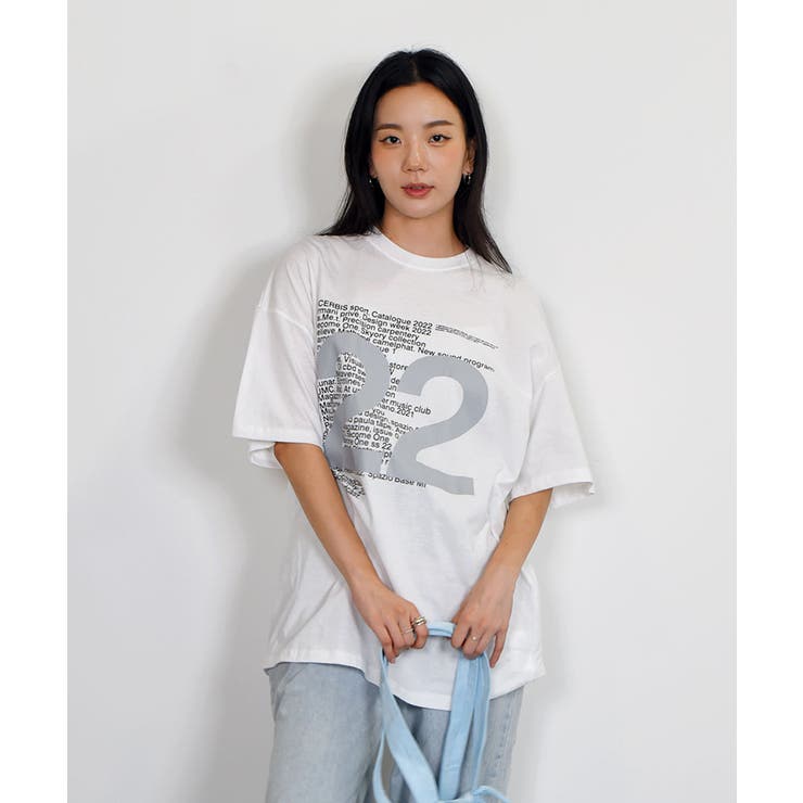 数字ロゴ入り半袖Tシャツレディース 大きいサイズ ブロークコア