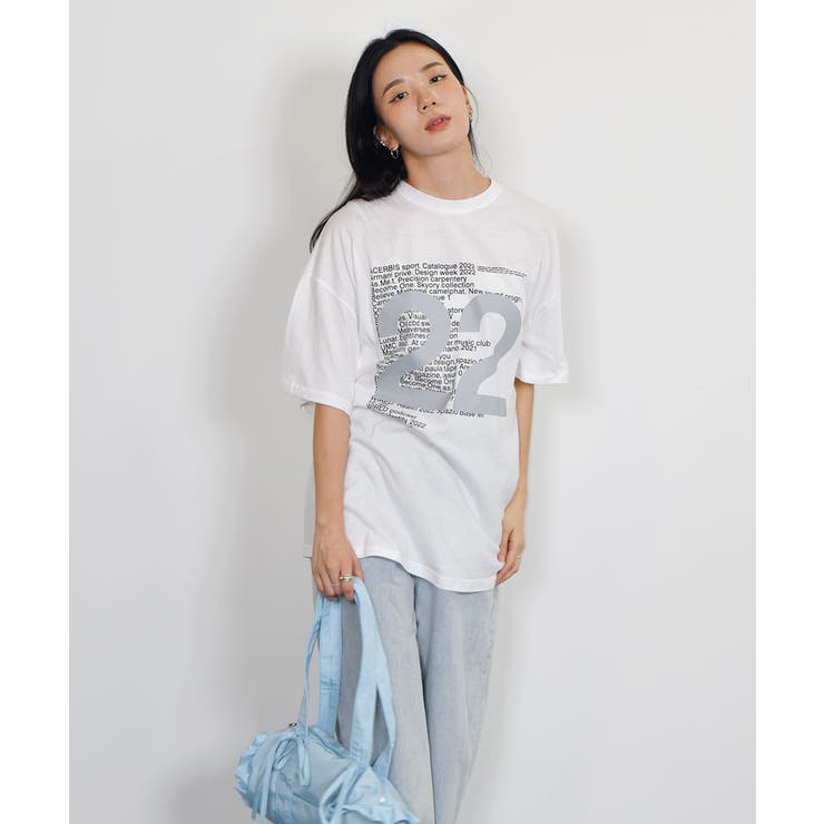 数字ロゴ入り半袖Tシャツレディース 大きいサイズ ブロークコア