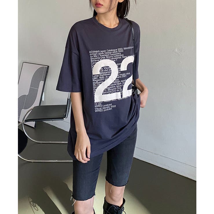 数字ロゴ入り半袖Tシャツレディース 大きいサイズ ブロークコア[品番：KH000014834]｜VIVID  LADY（ビビッドレディー）のレディースファッション通販｜SHOPLIST（ショップリスト）