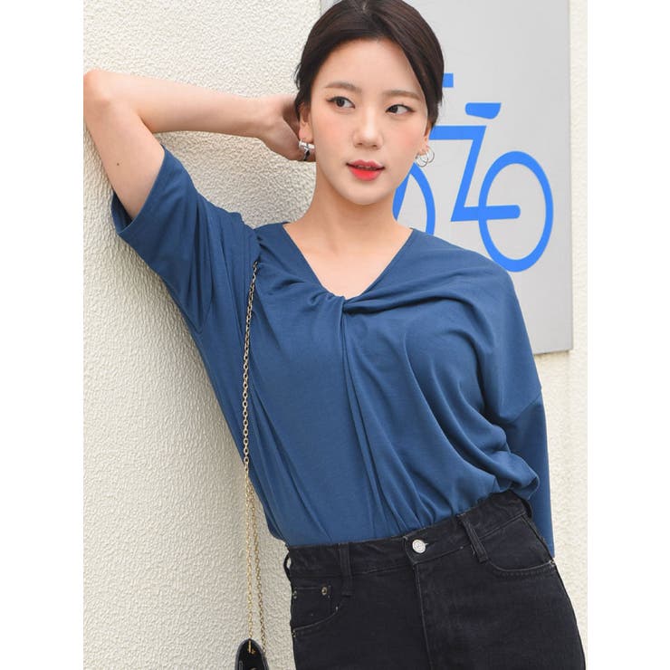 ネイビー | トップス レディース vネックtシャツ | VIVID LADY