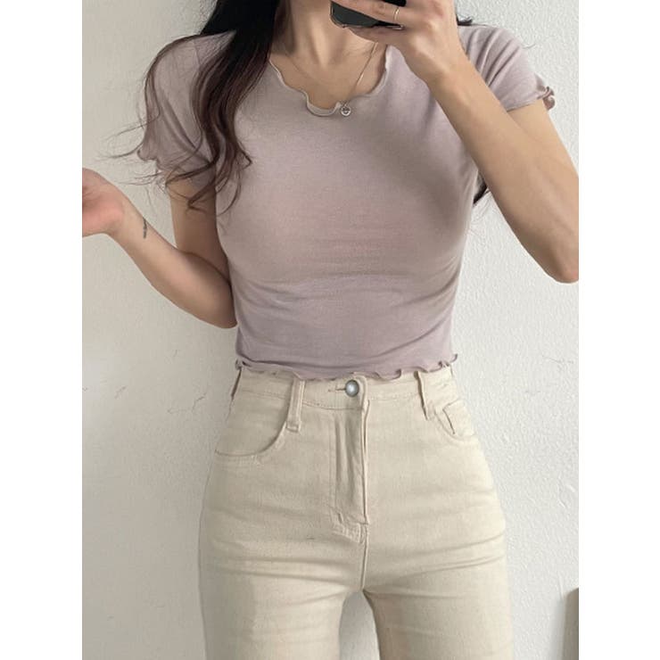BYBLOS 売れ筋商品|||ビブロス Tシャツ トップス レディース Tops Beige ベージュ 7分袖切替Tシャツ／婦人用／レディース／洗濯機OK