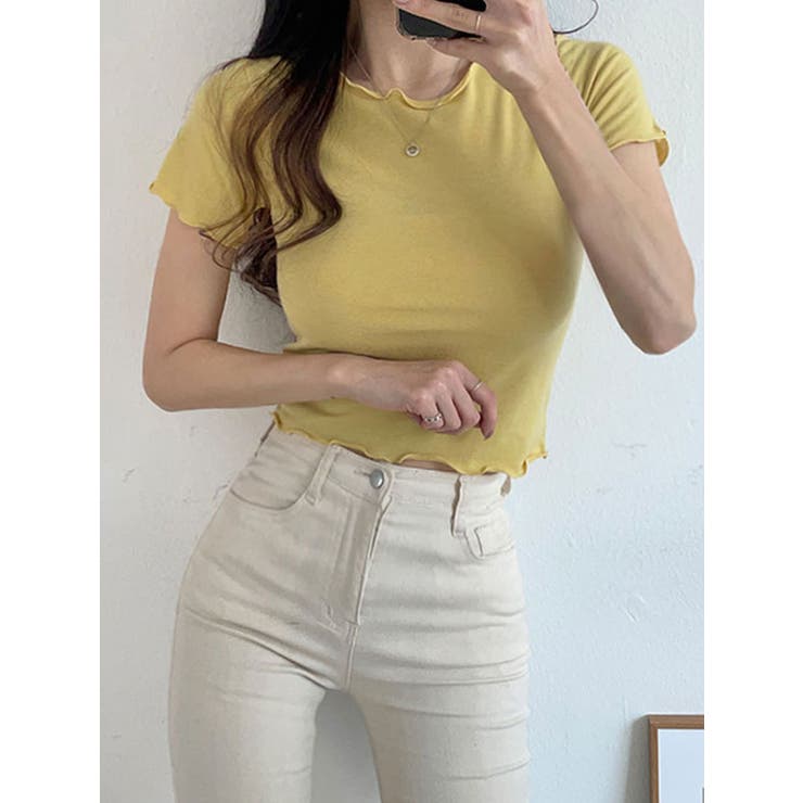 BYBLOS 売れ筋商品|||ビブロス Tシャツ トップス レディース Tops Beige スクエアネックレースアップリブtシャツトップスレディース 長袖