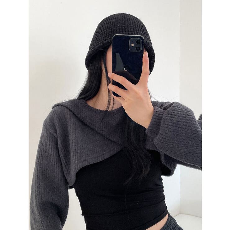 クロップな丈クロスボレロトップス 韓国 レディース[品番：KH000011635