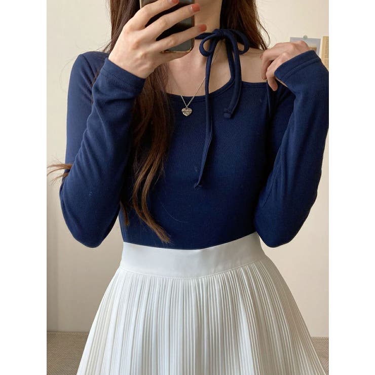 チョーカー風 大人可愛い クロップド丈[品番：KH000011959