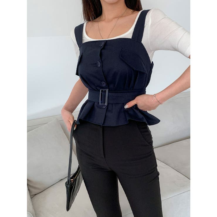 トレンチ風 ビスチェ ベルト付き[品番：KH000011964]｜VIVID