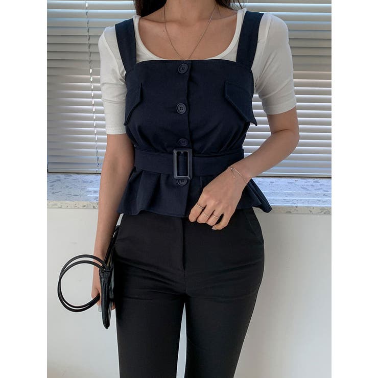 ネイビー | トレンチ風 ビスチェ ベルト付き | VIVID LADY