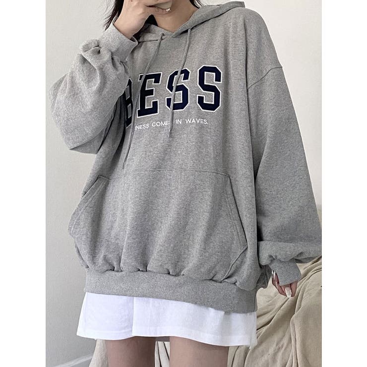 オーバーフィットロゴ入りパーカー カジュアル トップス[品番