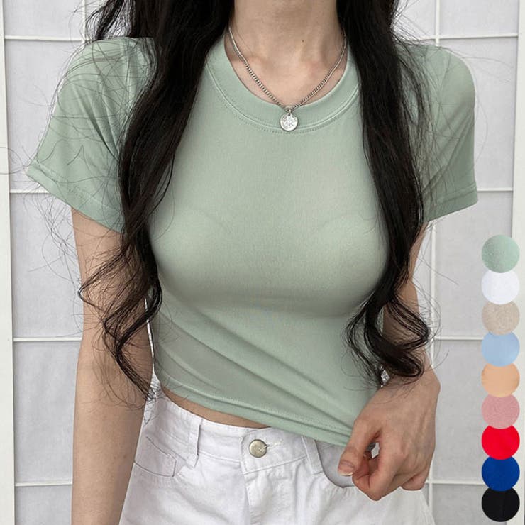クールクロップド丈半袖Tシャツ レディース 無地 | VIVID LADY | 詳細画像1 
