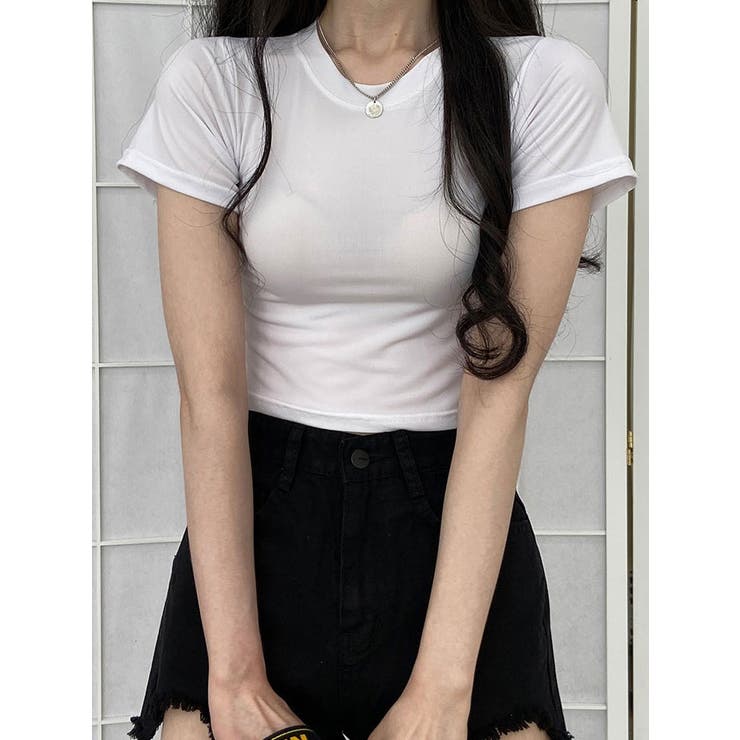 アイボリー | クールクロップド丈半袖Tシャツ レディース 無地 | VIVID LADY