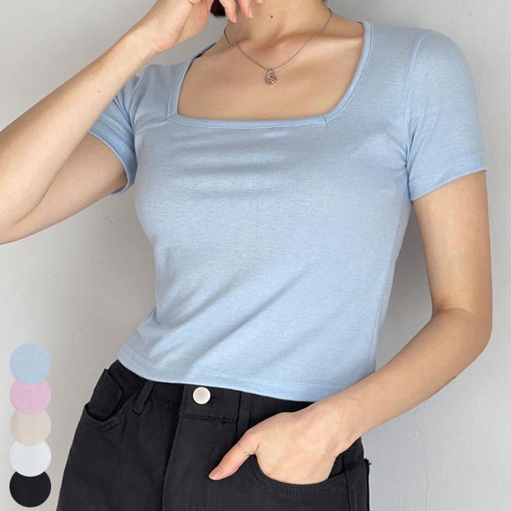 スクエアネックtシャツ クロップド丈 半袖 | VIVID LADY | 詳細画像1 