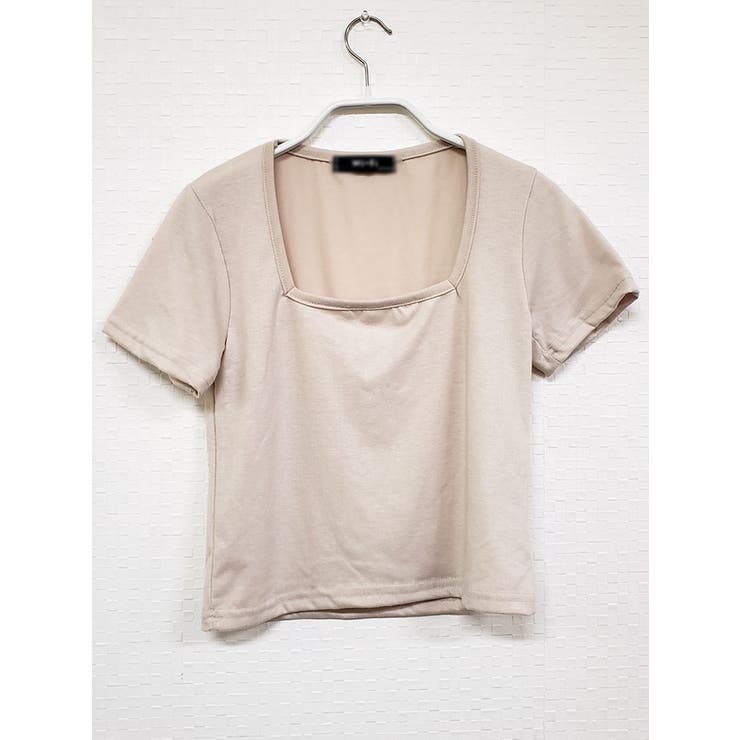 ベージュ | スクエアネックtシャツ クロップド丈 半袖 | VIVID LADY