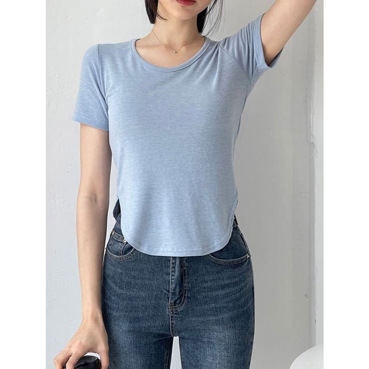 Uネックショート丈tシャツ レディース 半袖 | VIVID LADY | 詳細画像8 