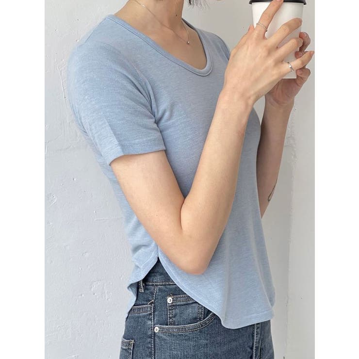 Uネックショート丈tシャツ レディース 半袖 | VIVID LADY | 詳細画像3 