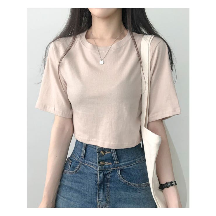 ライトベージュ | 13カラークロップド半袖tシャツ レディース 半袖 | VIVID LADY