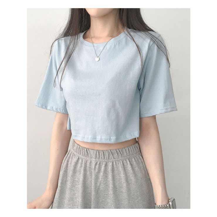 スカイブルー | 13カラークロップド半袖tシャツ レディース 半袖 | VIVID LADY