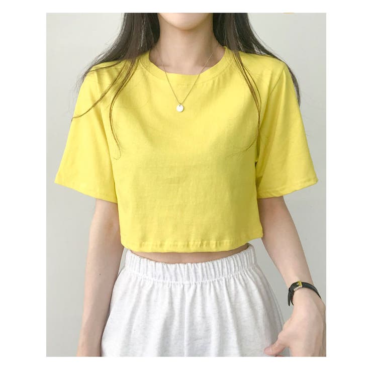 イエロー | 13カラークロップド半袖tシャツ レディース 半袖 | VIVID LADY