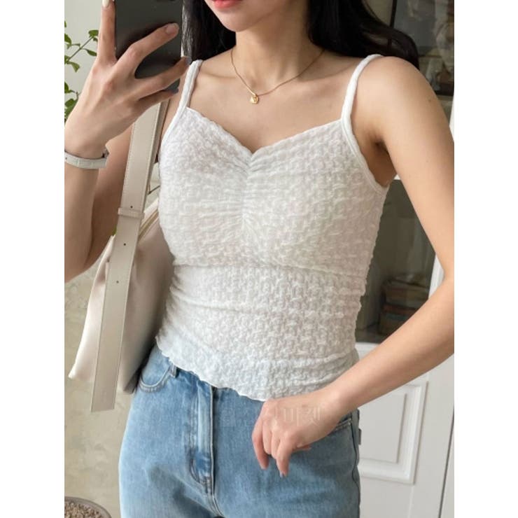 アイボリー | ユニークな感じのキャミタンクTシャツ レディース 夏 | VIVID LADY