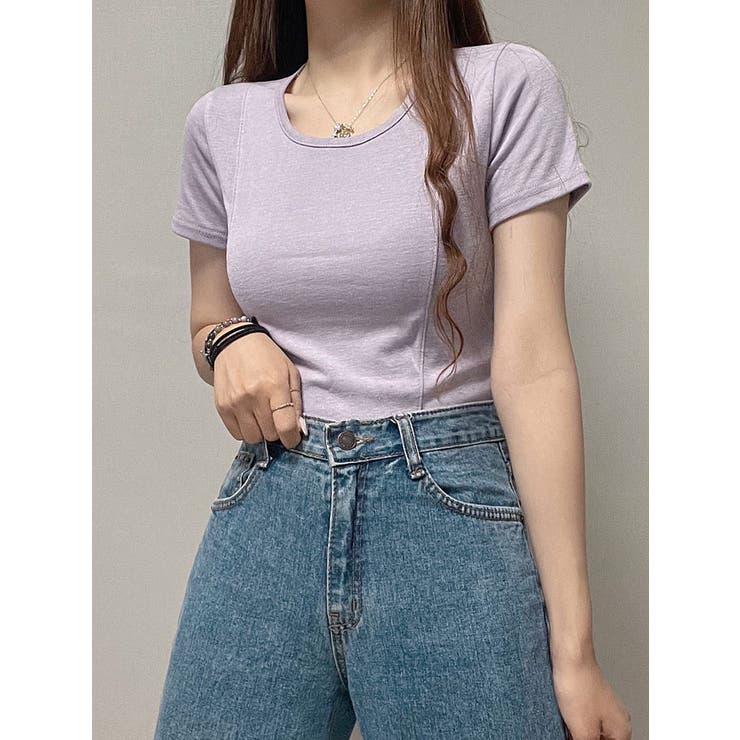 無地クルーネッククロップド丈Tシャツ 全4色 y2k[品番 無地クルーネッククロップド丈Tシャツ 全4色 y2k[品番