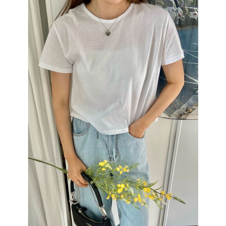 ベーシックな無地ショート丈Tシャツ 半袖 全4色 | VIVID LADY | 詳細画像7 
