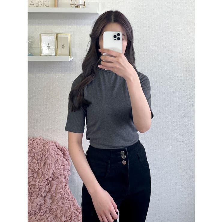 ブラック ハイネック 半袖Tシャツ DCG/高機能エアテクスチャーハイネック 半袖/40代50代からの