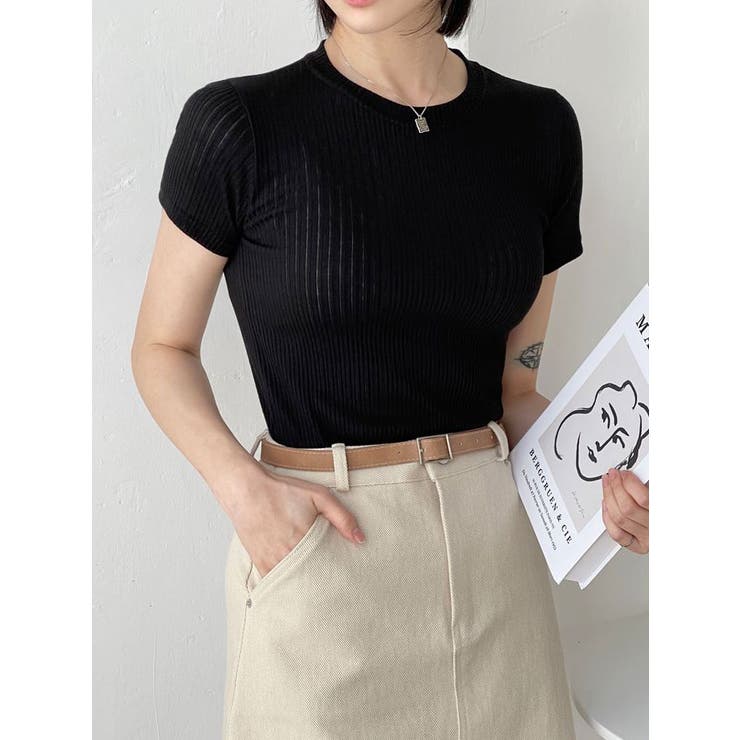 ブラック | クロップド丈半袖Tシャツ レディース 無地 | VIVID LADY