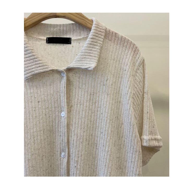 クロップド丈リブ襟付き半袖Tシャツ レディース クロップド丈t
